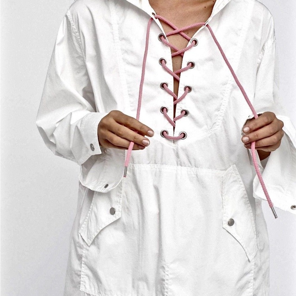 Free People White Lace-Up Jacket